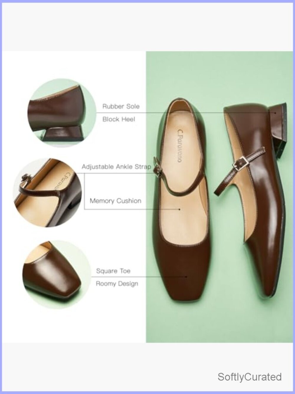 Women's Mary Jane Flats with Adjustable Strap & Memory Foam Comfort - Picture 5 of 7